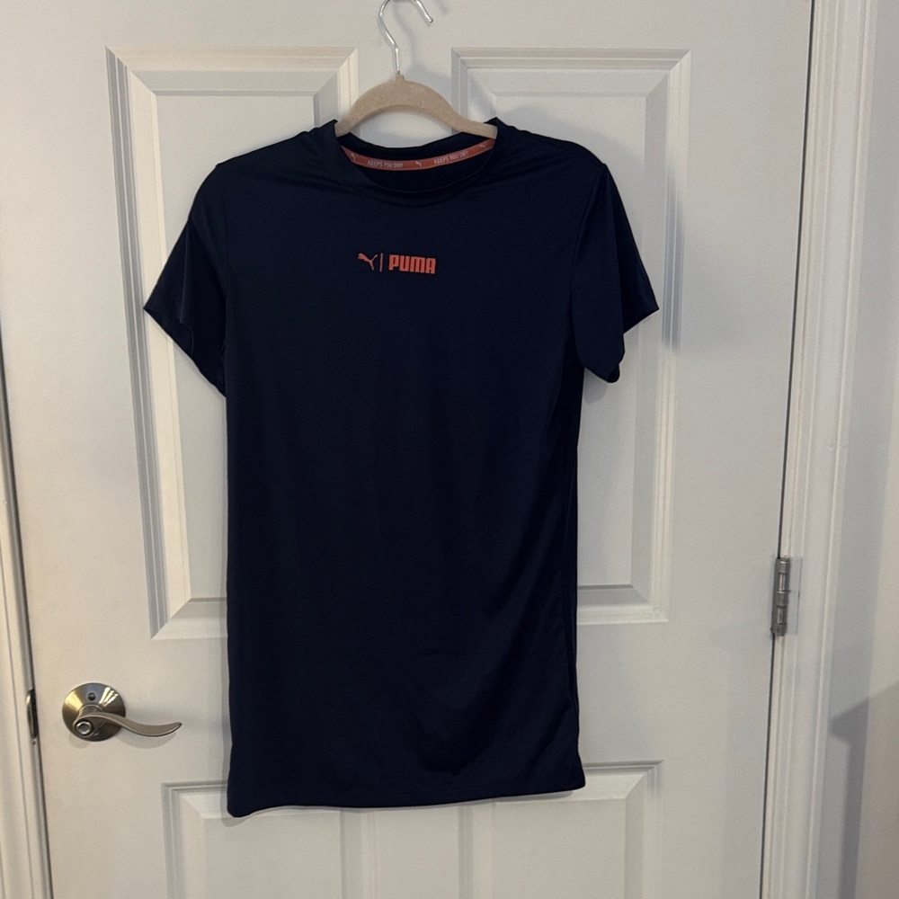 Puma Navy Shirt with Vibrant Orange Logo